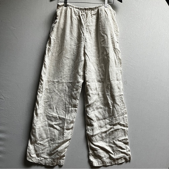 H&M Women’s Cream Linen wide leg Pants Sz 14 - Picture 2 of 9